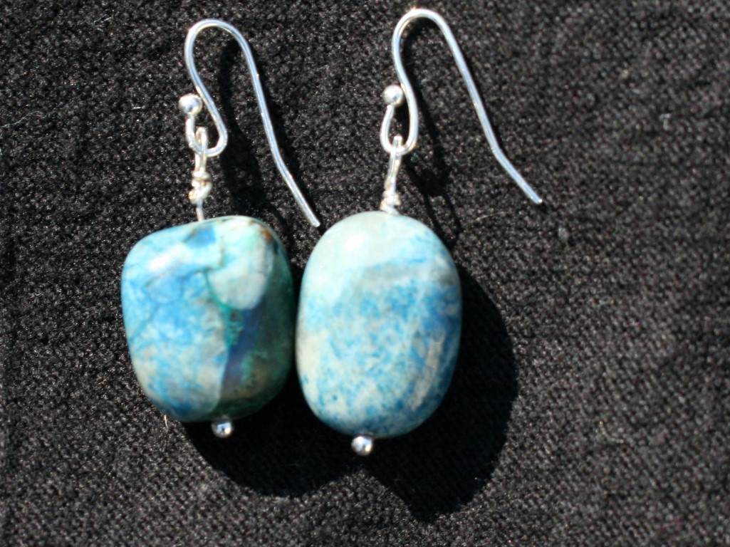 Ajoite and Papagoite Earrings  love 5412